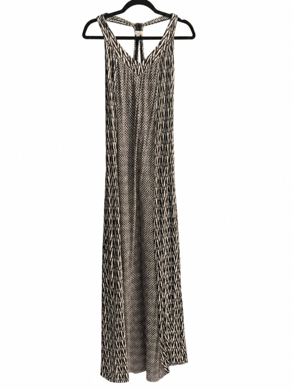 Ella Moss Black White Printed Racerback Double Layer Maxi Dress Small